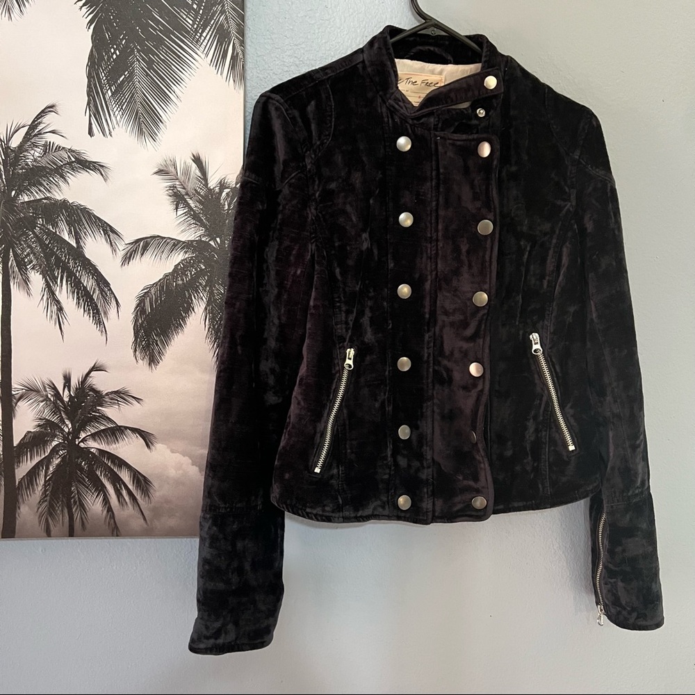 We the Free, Free People, Soft Velvet Black Button up Jacket